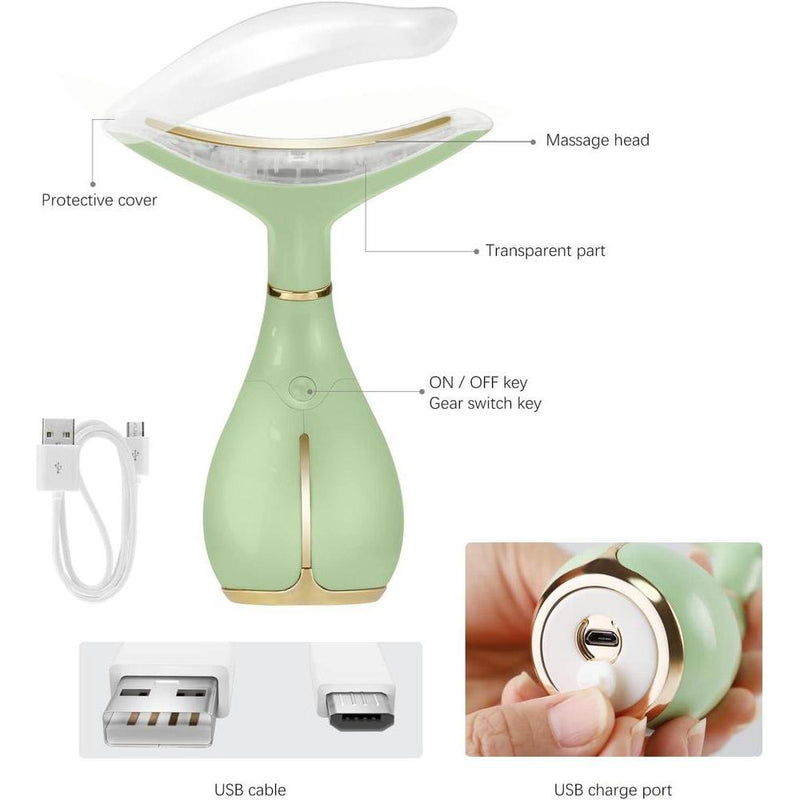 Ms.W Masajeador facial portátil eléctrico para cuidado de piel con 3 modos de masaje y calefacción para rostro y cuello