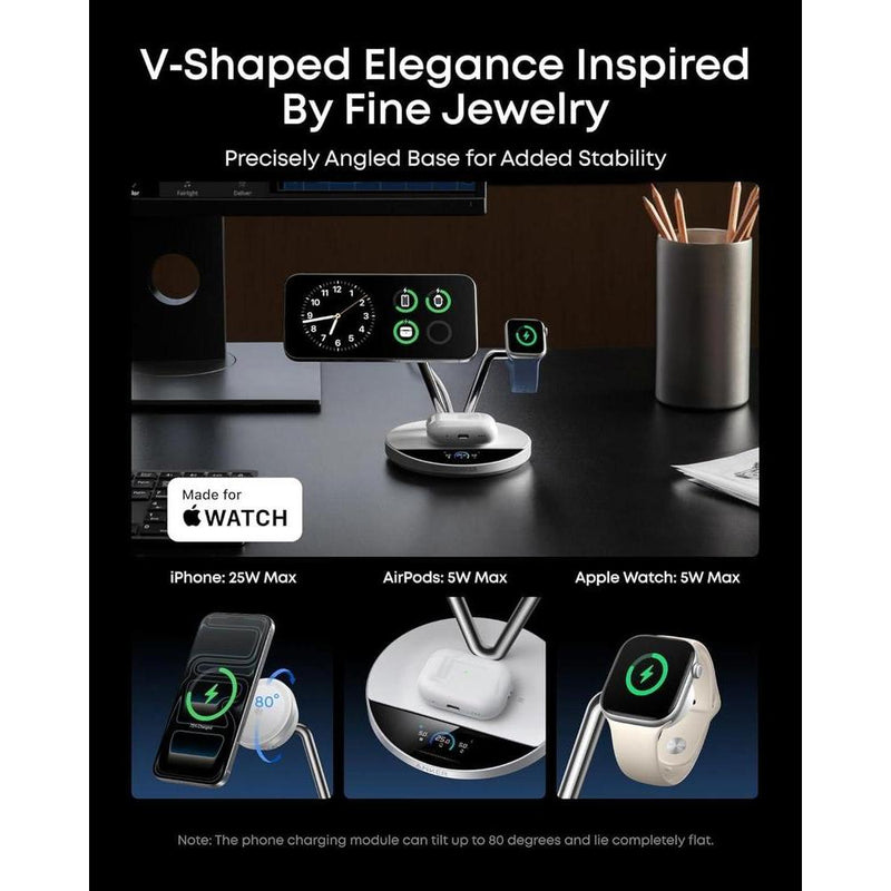 Cargador Anker Prime MagSafe Compatibile, estación de carga 3 en 1 con soporte inalámbrico certificado Qi2 y enfriamiento