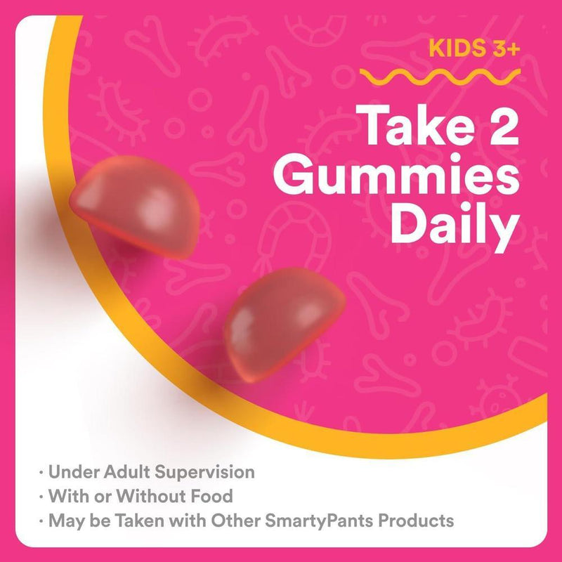Gomitas SmartyPants Probiotic + Inmunidad para niños, apoya digestión y sistema inmune, sabor fresa, 60 piezas
