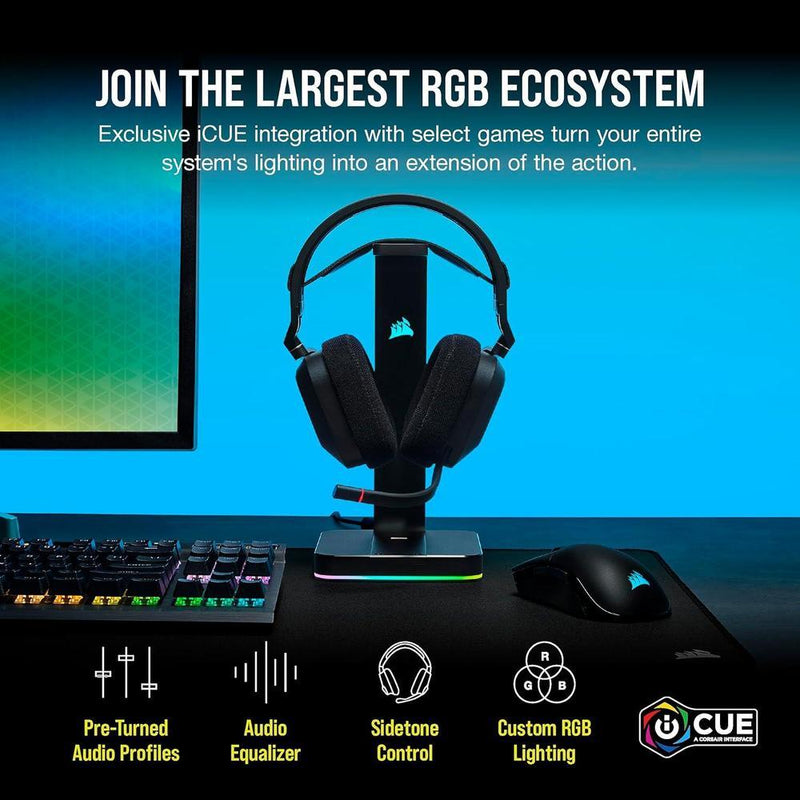 CORSAIR HS80 RGB Wireless Auriculares Gaming Multiplataforma con Sonido Inmersivo y Micrófono de Calidad