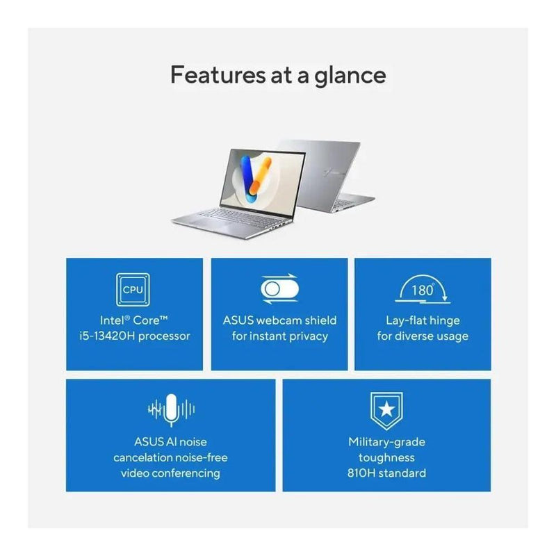 ASUS Vivobook 16 portátil con pantalla WUXGA, Intel i5, 16GB RAM, 512GB SSD, HDMI, Windows 11 Home, color plata