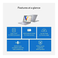ASUS Vivobook 16 portátil con pantalla WUXGA, Intel i5, 16GB RAM, 512GB SSD, HDMI, Windows 11 Home, color plata