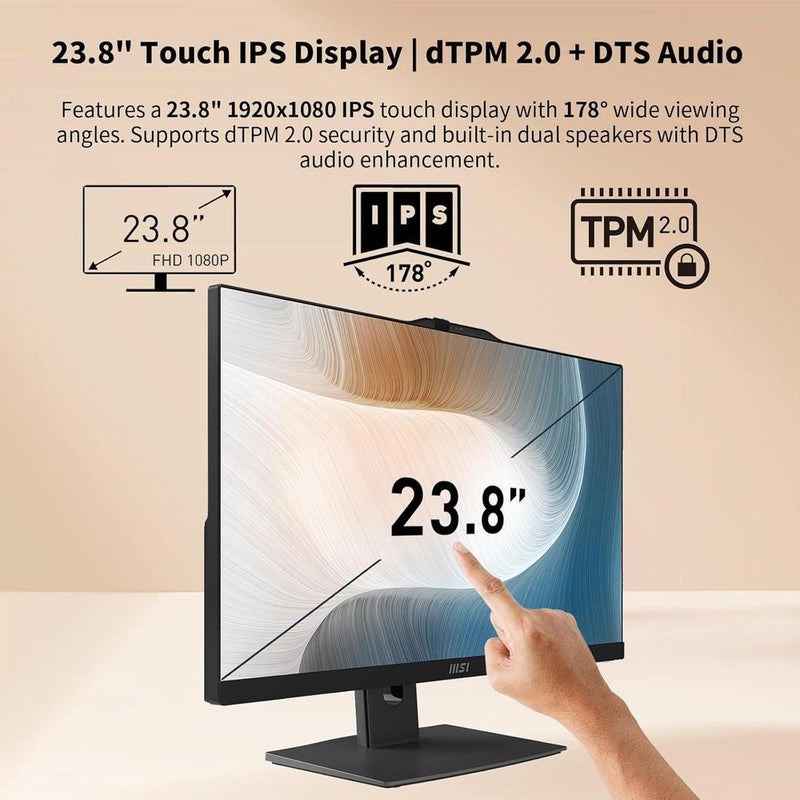 MSI Modern Business All-in-One Desktop con Intel Core 7, pantalla táctil, 32GB RAM, 1TB SSD, HDMI, Windows 11 Pro, y periféricos inalámbricos