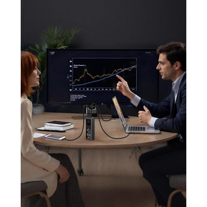 Banco de energía portátil Lenovo con 20,000 mAh, 3 puertos USB-C, cargador híbrido digital y pantalla TFT para viajes