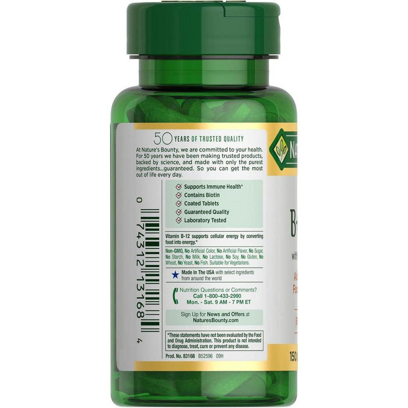 Nature's Bounty Vitaminas del Complejo Súper B con Vitamina C y Ácido Fólico para energía celular e inmunidad