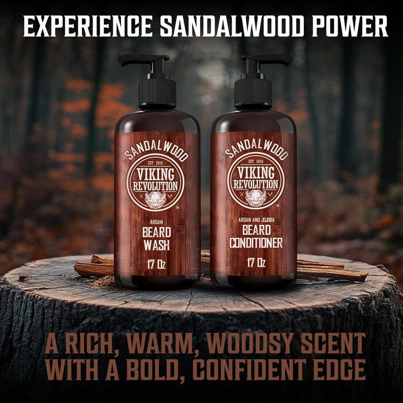 Kit de acondicionador y lavado para barba con aceites de argán y jojoba, aroma natural de sándalo