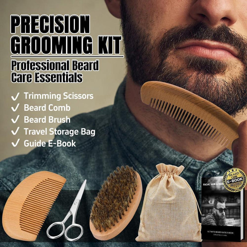 Kit completo XIKEZAN para barba con acondicionador, aceite, bálsamo, cepillo, peine, tijeras, bolsa de viaje y libro electrónico