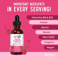 MaryRuth Organics Complejo de Vitamina B, Suplemento Vegano y Orgánico con Biotina, Vitamina B12 y Niacina, Apoyo Metabólico