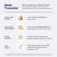 Multivitamínico Prenatal Ritual para Mujeres, con Folato, Colina y Omega-3 DHA para Soporte Fetal y Maternal, Sin OGM, Vegano