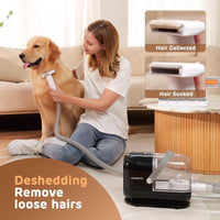 Kit de aspiradora y rasuradora eléctrica para aseo de perros color negro con 7 herramientas y bajo nivel de ruido