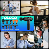 Pistola de masajes Toloco T11 Pro para tejido muscular profundo con motor silencioso y cabezales intercambiables