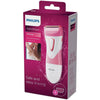 Philips Beauty SatinShave Essential HP6306/50 - Afeitadora eléctrica inalámbrica para piernas en seco y húmedo, rosa y blanco