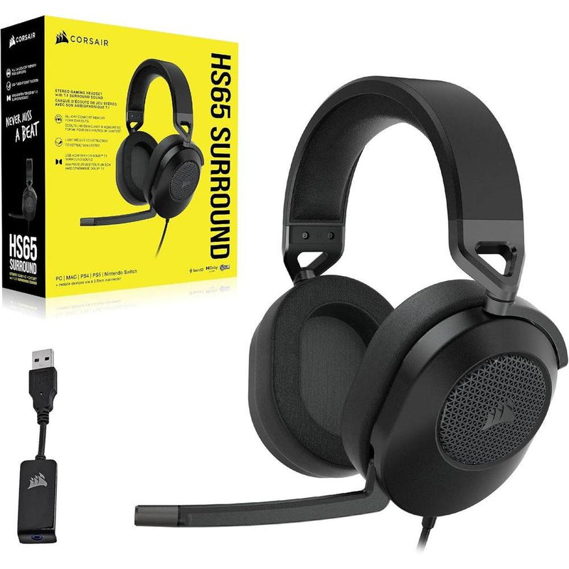 CORSAIR HS65 SURROUND Auriculares gaming multiplataforma con Dolby Atmos, SoundID, compatible iCUE - PC, Mac, PS5, PS4, Xbox