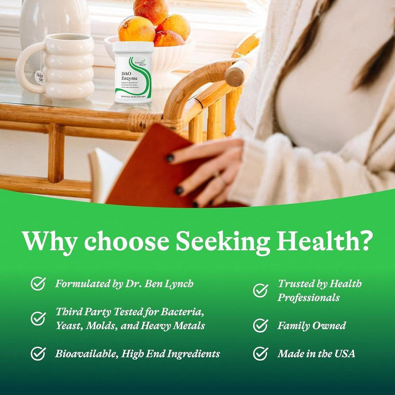 Seeking Health Enzima DAO, antes Histamine Digest, suplemento en cápsulas para intolerancia a histamina. Apoya salud digestiva y equilibrio