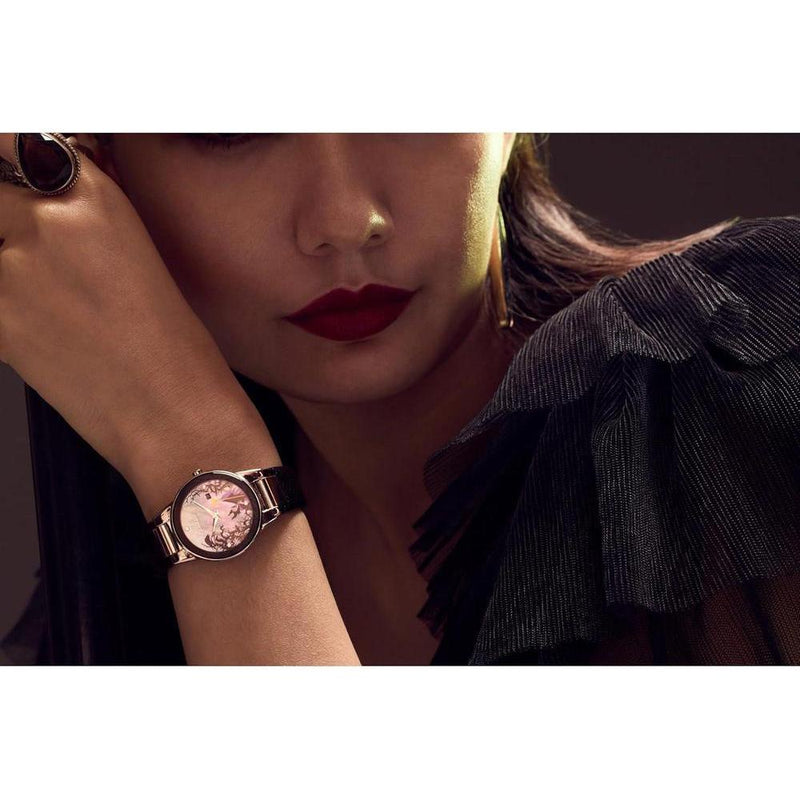 Citizen Eco Drive Maléfica Charm Box Set, Disney Villains, correa de cuero negro, Tono-plateado, Classic