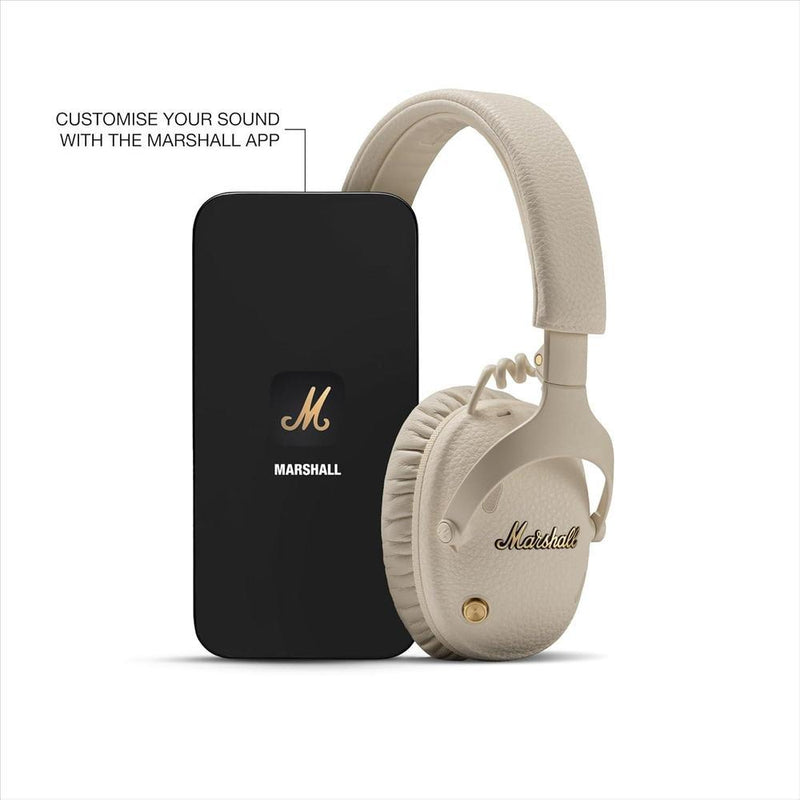 Auriculares Bluetooth Marshall Monitor III A.N.C. con Cancelación Activa de Ruido, Ligero y Plegable, Color Cream