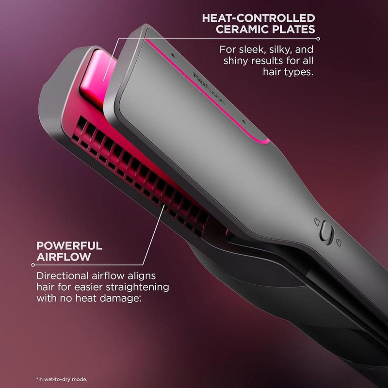 Shark FlexFusion - Plancha y secador de pelo con cepillo de cerámica, rizadores automáticos, concentrador y anti-frizz