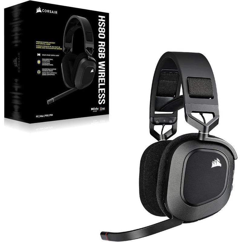 CORSAIR HS80 RGB Wireless Auriculares Gaming Multiplataforma con Sonido Inmersivo y Micrófono de Calidad