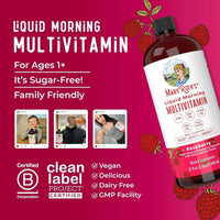 Multivitamínico líquido vegano para mujeres, hombres y niños con vitaminas para apoyo inmunológico y energético, sin gluten