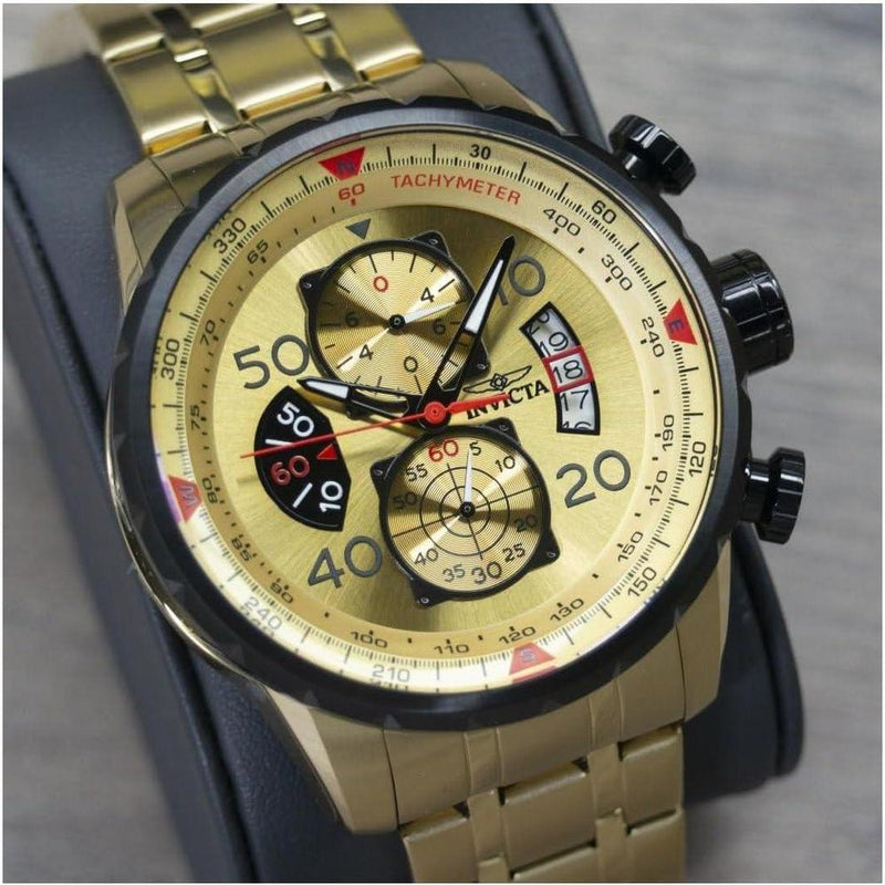 Invicta reloj japonés de cuarzo para hombre, diseño aviador, pantalla analógica, correas de acero inoxidable