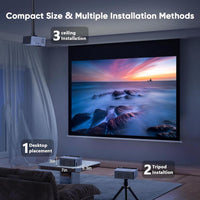 TMY proyector Bluetooth mejorado con pantalla, portátil Full HD compatible con TV Stick Smartphone/HDMI/USB