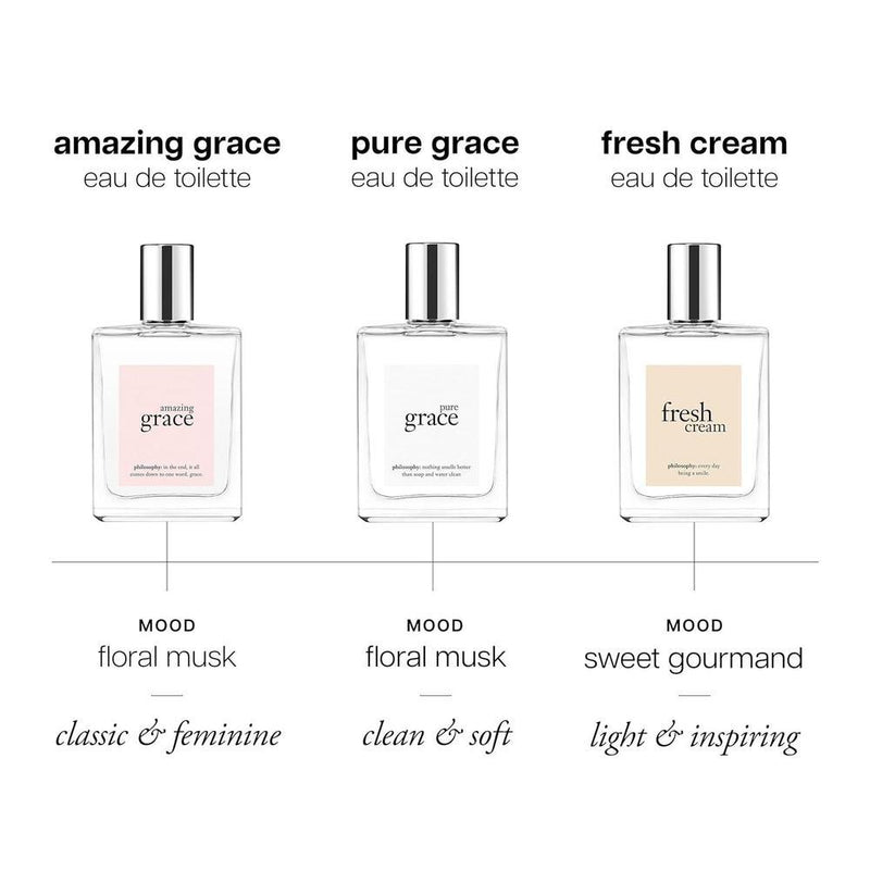 Fragancia philosophy amazing grace eau de toilette para mujer, increíblemente limpia y femenina