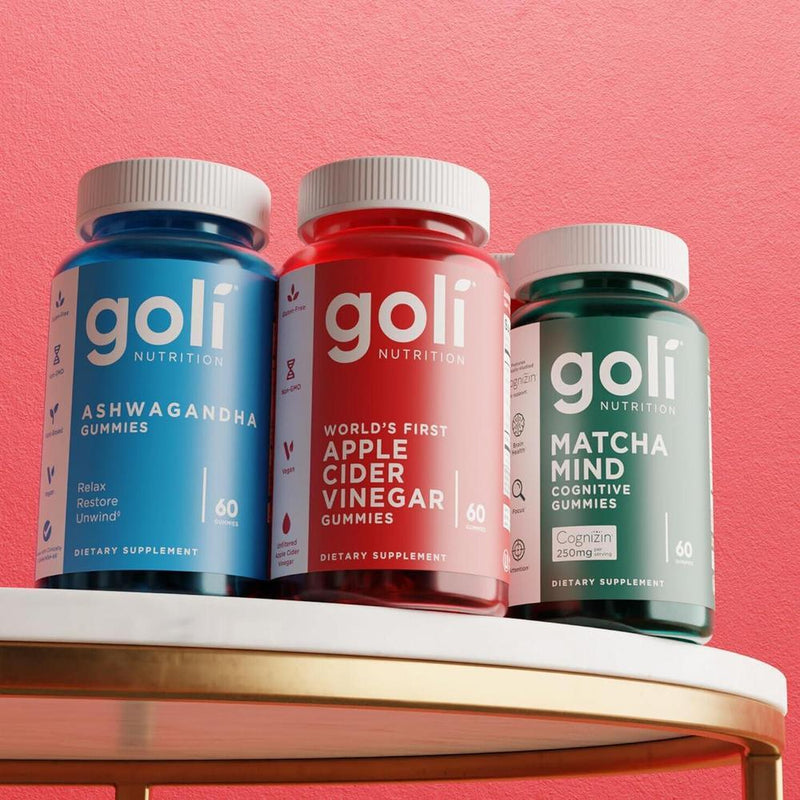 Goli Gummies de Vinagre de Manzana con Vitamina B12, Remolacha y Granada - Veganas y Gluten-Free, 60 gomitas
