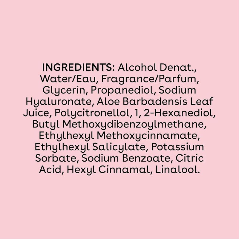 Spray corporal eos de cachemira, aroma jazmín y melocotón, hidratante con ácido hialurónico y glicerina, vegano y cruelty-free
