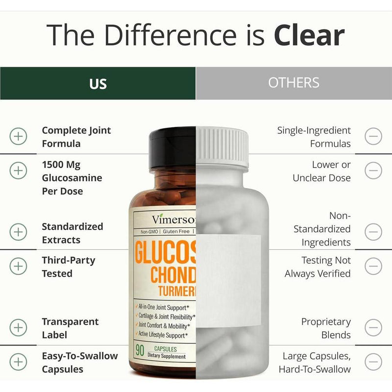 Vimerson Health Glucosamina Condroitina Cúrcuma MSM Boswellia - Suplemento para Dolor Articular Natural y Sin OGM