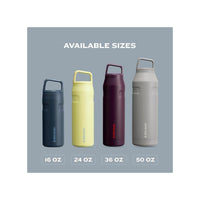 Botella Stanley IceFlow con tapa giratoria, ligera y a prueba de fugas, ideal para deportes, viajes o acampadas. Acero inoxidable reciclado