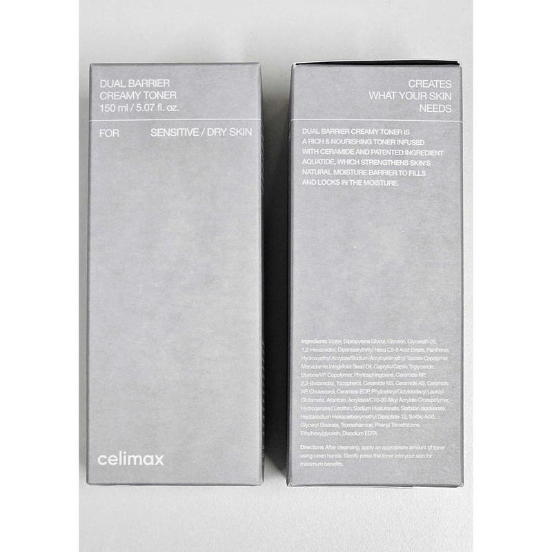 Celimax Tónico Cremoso de Doble Barrera con Ceramidas y Péptidos, Libre de Aceite y Alcohol, Hidratante y Astringente Facial