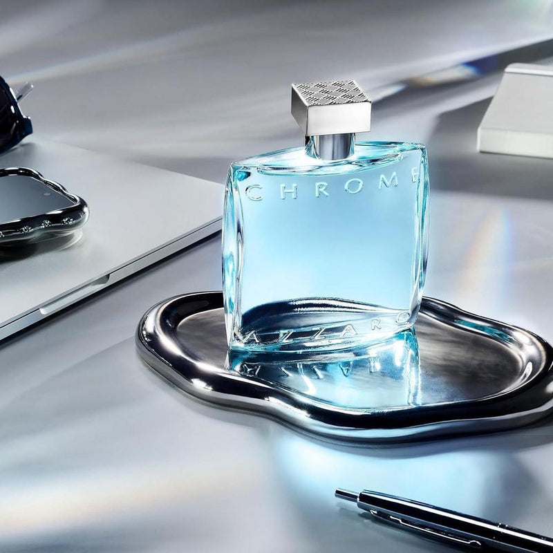 Azzaro Eau de Toilette cromo para hombre, fragancia cítrica, amaderada y almizclada, clásico aroma de verano, uso diario