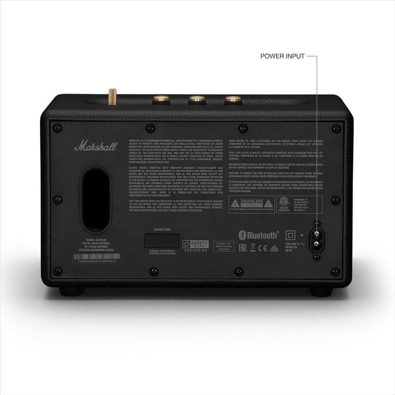 Marshall Acton III - Altavoz Bluetooth para el hogar en color negro, con conectividad Bluetooth 5.2 y un diseño sostenible