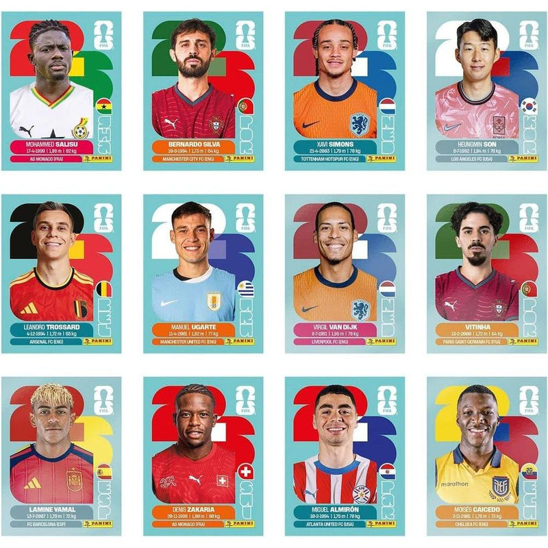 Colección de Estampas Oficial Panini del Mundial FIFA 2026 con Estuche Metálico, Incluye 8 Paquetes de Estampas de Fútbol