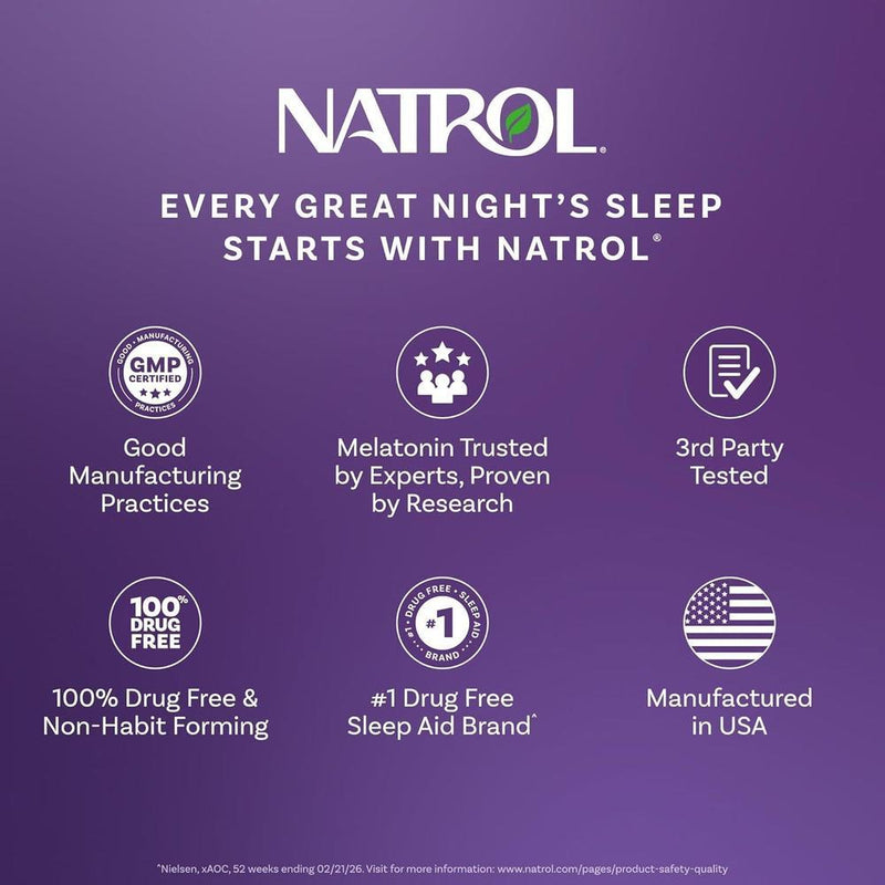 Gomitas de melatonina Natrol para adultos con 10 mg, sabor fresa, 140 unidades para apoyo al sueño hasta 70 días