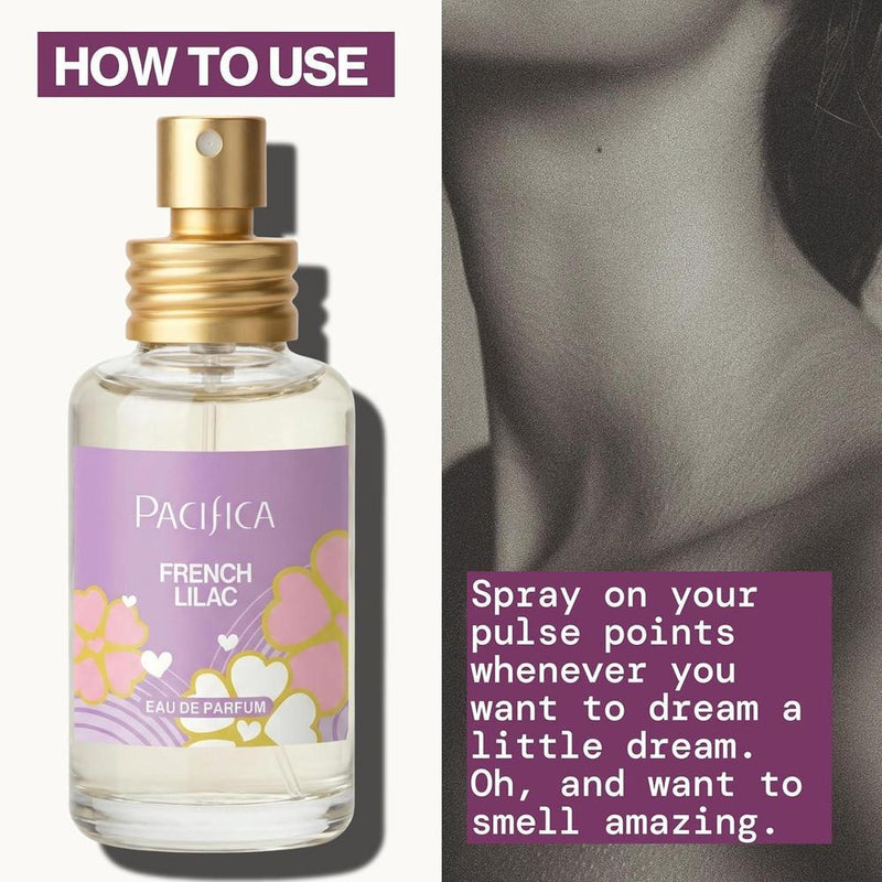 Perfume en aerosol floral vegano de Pacifica con aroma a lila francesa y magnolia, fragancia de larga duración para mujeres
