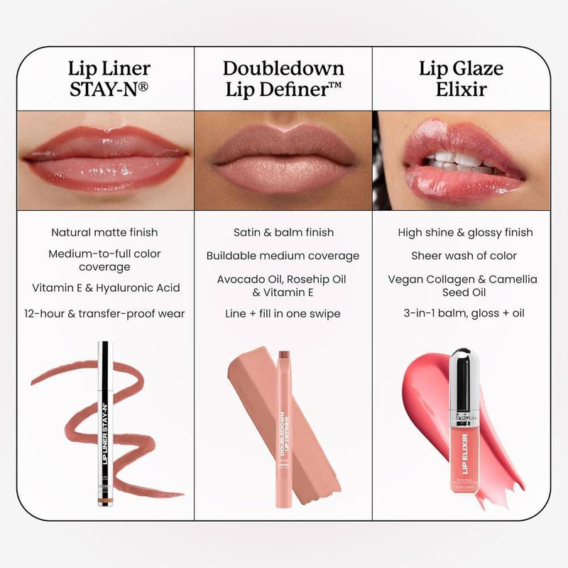 Sacheu DoubleDown Lip Definer - Labial Coreano 2 en 1 con Aceite de Aguacate y Rosa Mosqueta, Hidratante y Satinado