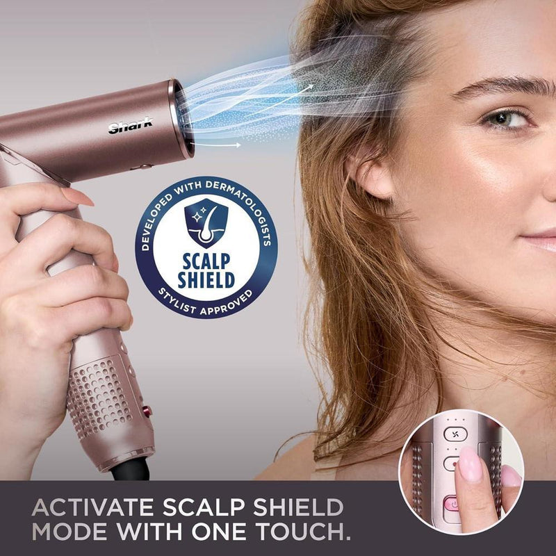 Shark FlexFusion: Plancha de pelo y potente secador con cepillo Fusion, estilo de aire cerámico y rizadores automáticos