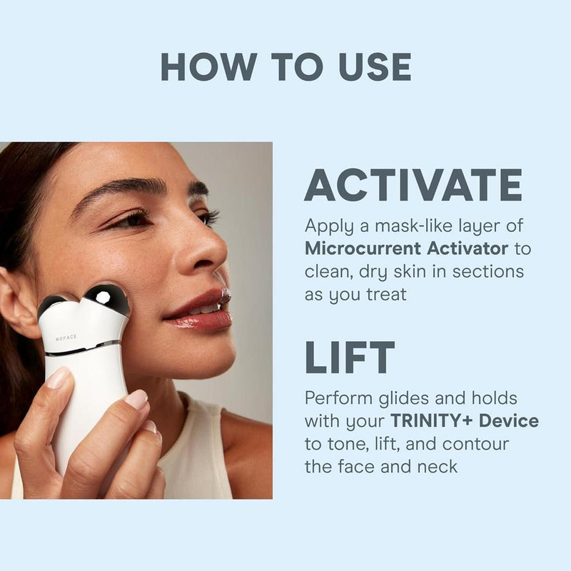 NuFACE Trinity+ Dispositivo Facial de Microcorriente Aprobado por la FDA - Esculpe Rostro y Tensa Cuello + Gel Activador