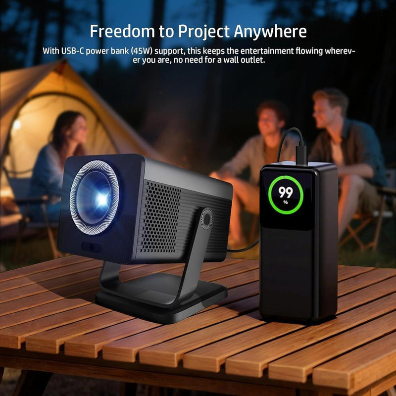 HP MC450 Mini proyector portátil inteligente con WiFi, Bluetooth, aplicaciones con licencia y soporte 4K, control de voz y USB-C