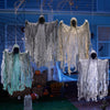 JOYIN Paquete de 4 fantasmas colgantes sin rostro para Halloween, ideal para exteriores y fiestas temáticas