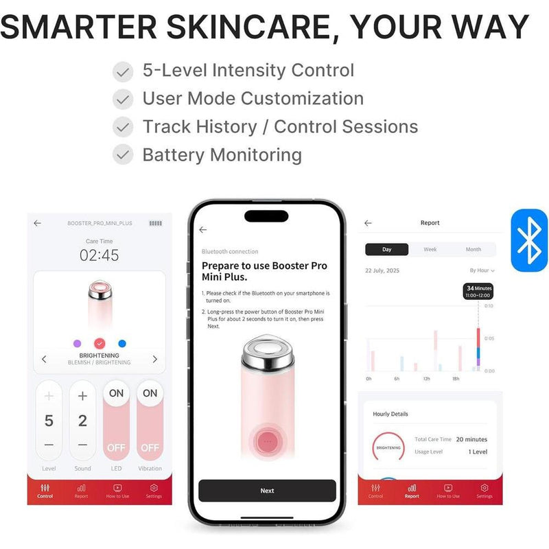 Medicube Mini Booster Pro Plus, dispositivo 2 en 1 para limpieza y cuidado de la piel, portátil y recargable USB-C