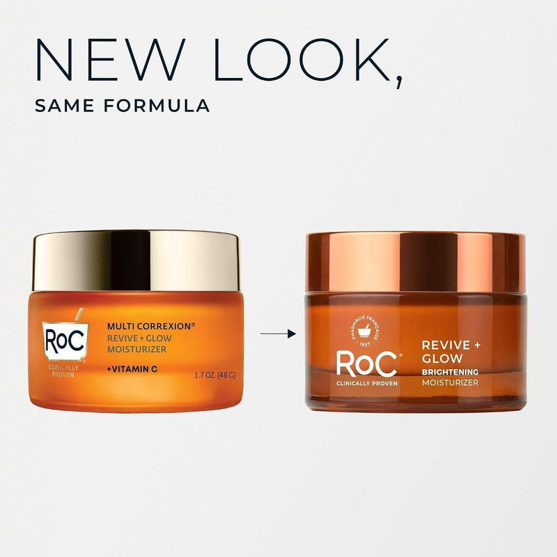 RoC Revive + Glow Hidratante Facial 10% Vitamina C Gel Antienvejecimiento Hipoalergénico Sin Aceite 50ml