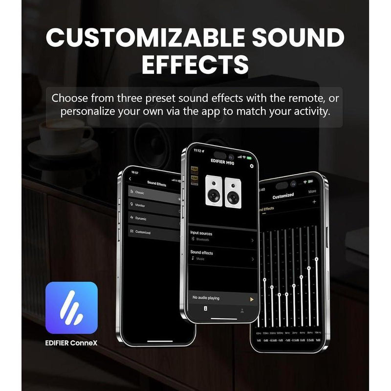 Edifier Altavoces M90: Alta resolución, 100W, Bluetooth 6.0, HDMI eARC, SUB Out, negro, control remoto