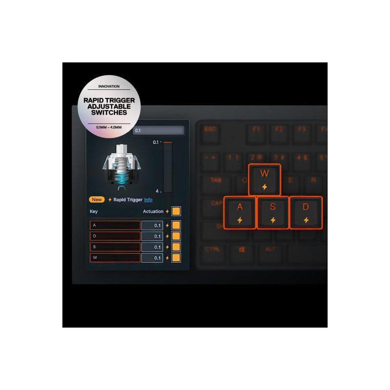 Teclado gaming SteelSeries Apex Pro Mini con interruptores ajustables OmniPoint 3.0, rapid trigger y modo de protección