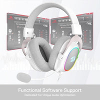 Redragon H510 Zeus-X RGB Auriculares gaming Blanco con sonido 7.1, controladores de audio en almohadillas de espuma viscoelástica