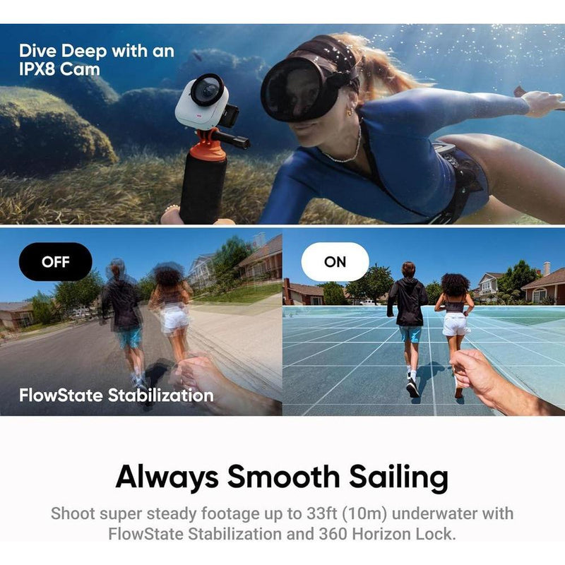 Cámara Insta360 GO Ultra 4K para Vlogging, Manos Libres, Sensor 1/1.28", Peso Ligero, con Batería de 200 Min, Magnética, Negra
