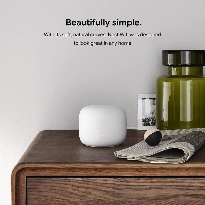 Router y extensor Nest WiFi con altavoz inteligente, compatible con Google WiFi, color blanco, paquete de 3