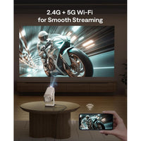 Aurzen BOOM Air Proyector portátil con Google TV, WiFi y Bluetooth, diseño compacto, compatible con 4K y enfoque en tiempo real