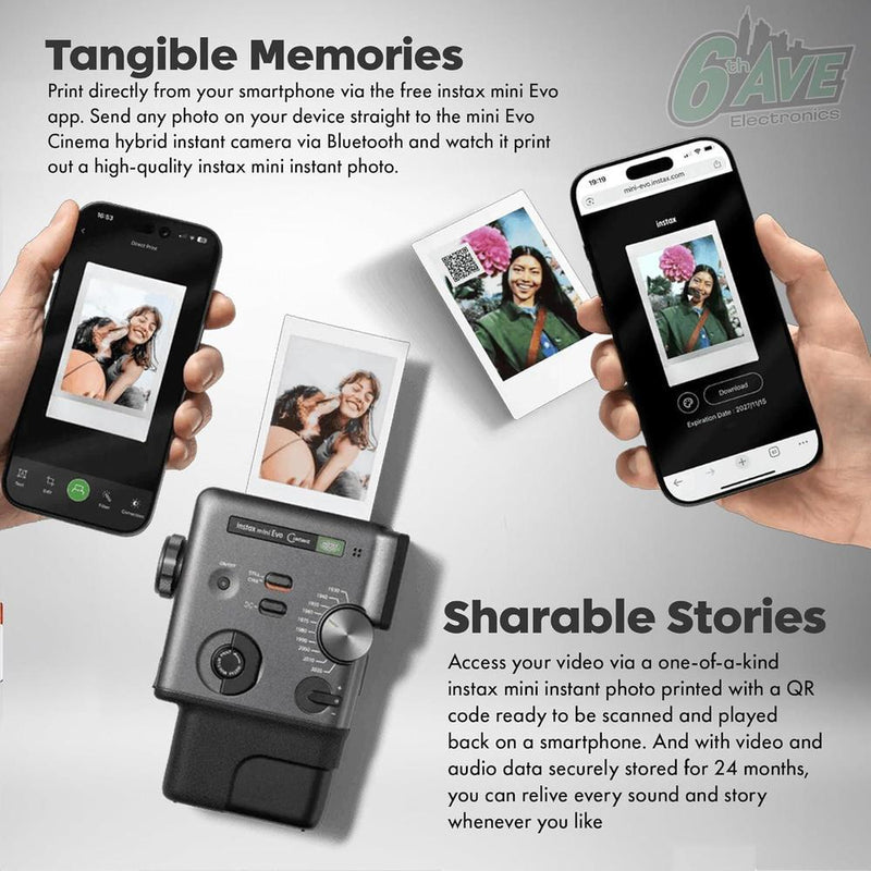Fujifilm Instax Mini Evo - Cámara híbrida instantánea, impresora para smartphones, video y fotografía con dial creativo